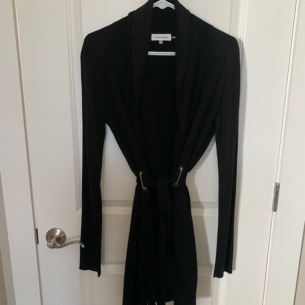 Calvin Klein Long Black Belted Sweater. Size Small. Perfect Condition. NWOT’s